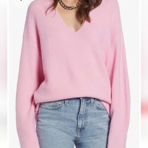 Something Navy Low Neckline Slouchy Pullover Pink Oversize XL